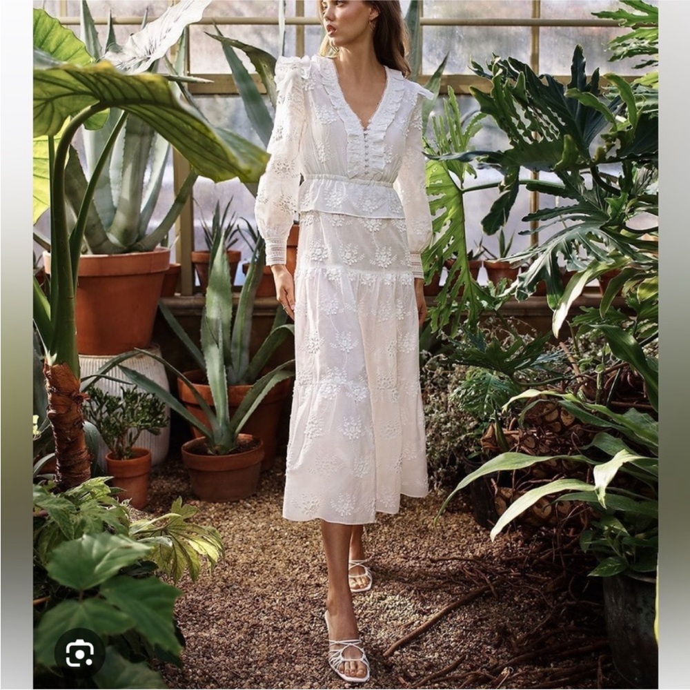 NWT Maje Roxana White Lace Midi Dress Sz34 /XS